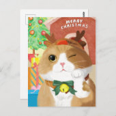 Weihnachtskatze Postkarte (Vorne/Hinten)