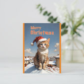 Weihnachtskatze Postkarte (Stehend Vorderseite)