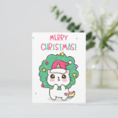 Weihnachtskatze Postkarte (Stehend Vorderseite)