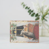 Weihnachtskatze Postkarte (Stehend Vorderseite)