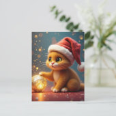Weihnachtskatze Postkarte (Stehend Vorderseite)