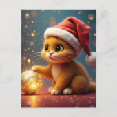 Weihnachtskatze Postkarte (Vorderseite)
