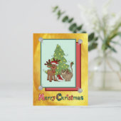Weihnachtskatze Postkarte (Stehend Vorderseite)