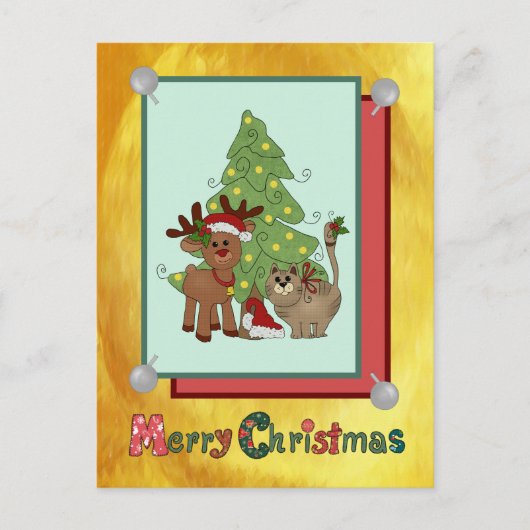 Weihnachtskatze Postkarte (Vorderseite)