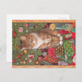 Weihnachtskatze Postkarte (Vorne/Hinten)