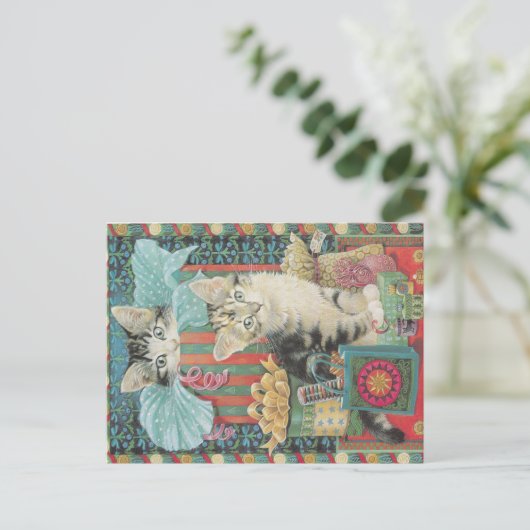 Weihnachtskatze Postkarte (Stehend Vorderseite)