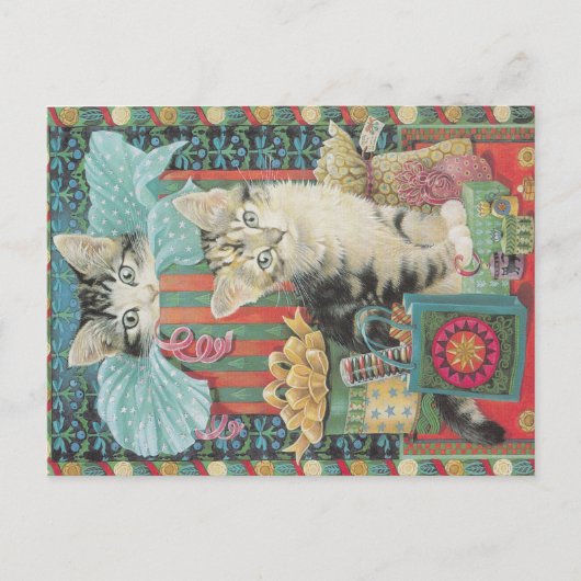 Weihnachtskatze Postkarte (Vorderseite)