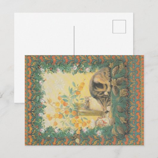 Weihnachtskatze Postkarte (Vorne/Hinten)