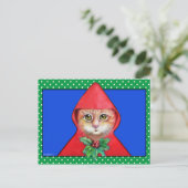 Weihnachtskatze Postkarte (Stehend Vorderseite)