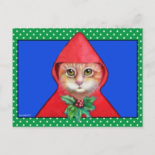 Weihnachtskatze Postkarte (Vorderseite)