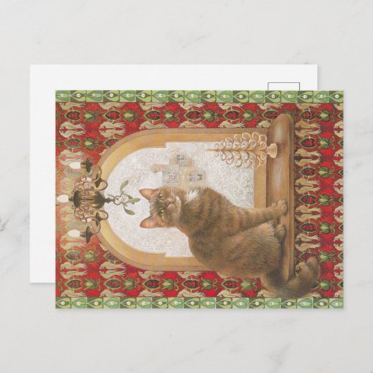 Weihnachtskatze Postkarte (Vorne/Hinten)