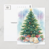 Weihnachtskatze Postkarte Gemütliche Wasserfarben  (Vorne/Hinten)