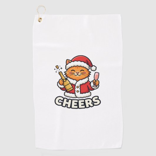 Weihnachtskatze Prost-Vektor-Design Golfhandtuch (Vorderseite)
