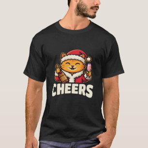 Weihnachtskatze Prostet Auf Feiertags-Trinken T-Shirt