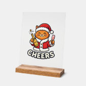 Weihnachtskatze Prostet Vektordesign Acrylschild (Winkel)