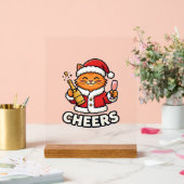 Weihnachtskatze Prostet Vektordesign Acrylschild (Hochzeit)