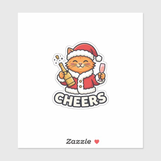 Weihnachtskatze Prostet Vektordesign Aufkleber (Blatt)