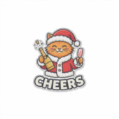 Weihnachtskatze Prostet Vektordesign Aufkleber (Vorderseite)