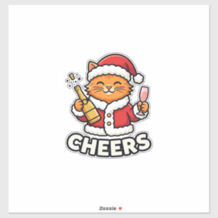 Weihnachtskatze Prostet Vektordesign Aufkleber