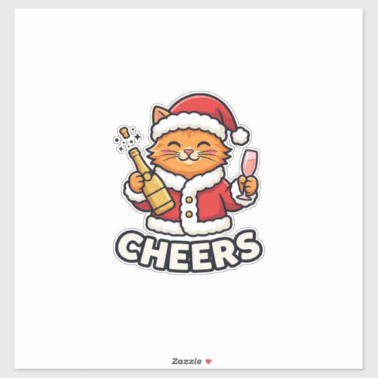 Weihnachtskatze Prostet Vektordesign Aufkleber (Blatt)
