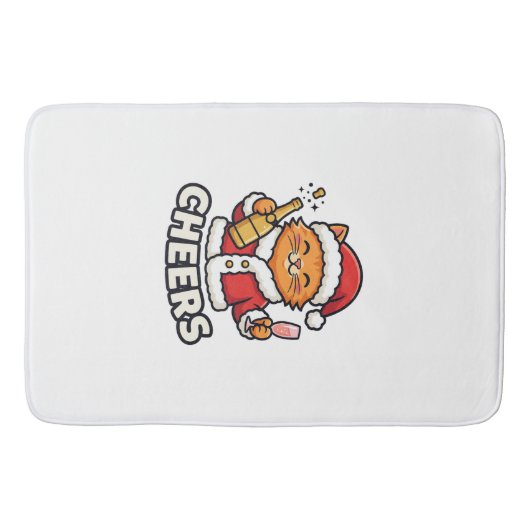 Weihnachtskatze Prostet Vektordesign Badematte (Vorderseite)