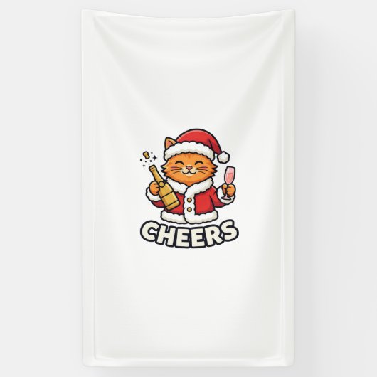 Weihnachtskatze Prostet Vektordesign Banner (Vertikal)