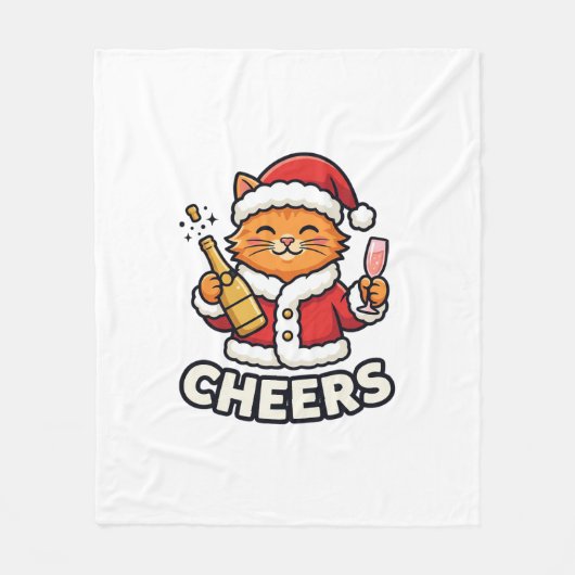 Weihnachtskatze Prostet Vektordesign Fleecedecke (Vorderseite)