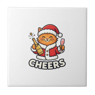 Weihnachtskatze Prostet Vektordesign Fliese