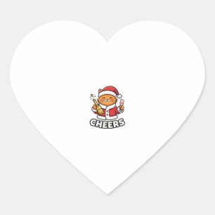 Weihnachtskatze Prostet Vektordesign Herz-Aufkleber