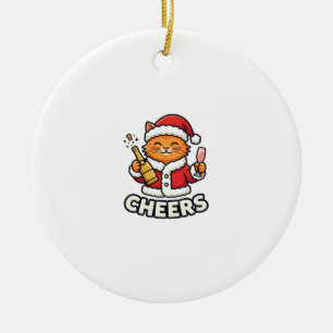 Weihnachtskatze Prostet Vektordesign Keramik Ornament