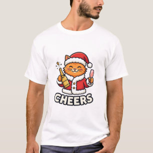 Weihnachtskatze Prostet Vektordesign T-Shirt