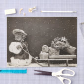 Weihnachtskatze Pulling a Sled of Presents Seidenpapier (Handwerk)