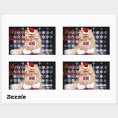 Weihnachtskatze Rechteckiger Aufkleber (Blatt)