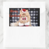 Weihnachtskatze Rechteckiger Aufkleber (Tasche)