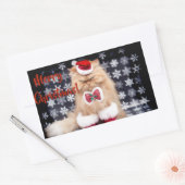 Weihnachtskatze Rechteckiger Aufkleber (Umschlag)