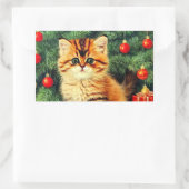 Weihnachtskatze Rechteckiger Aufkleber (Tasche)