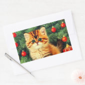 Weihnachtskatze Rechteckiger Aufkleber (Umschlag)