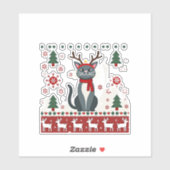 Weihnachtskatze Reindeer Ugly Christmas Sweater T- Aufkleber (Blatt)