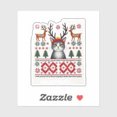 Weihnachtskatze Reindeer Ugly Christmas Sweater T- Aufkleber (Blatt)