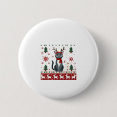 Weihnachtskatze Reindeer Ugly Christmas Sweater T- Button (Vorderseite)
