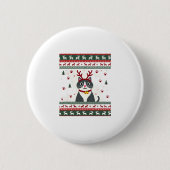 Weihnachtskatze Reindeer Ugly Christmas Sweater T- Button (Vorderseite)