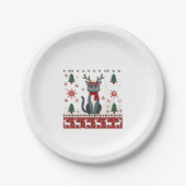 Weihnachtskatze Reindeer Ugly Christmas Sweater T- Pappteller (Vorderseite)