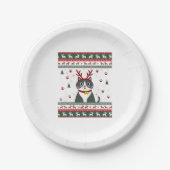 Weihnachtskatze Reindeer Ugly Christmas Sweater T- Pappteller (Vorderseite)