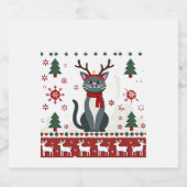 Weihnachtskatze Reindeer Ugly Christmas Sweater T- Schaumweinetikett (Einzelnes Label)