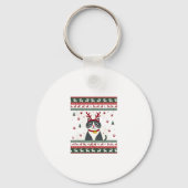 Weihnachtskatze Reindeer Ugly Christmas Sweater T- Schlüsselanhänger (Vorderseite)