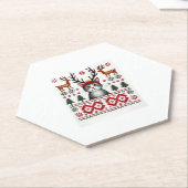 Weihnachtskatze Reindeer Ugly Christmas Sweater T- Untersetzer (angewinkelt)