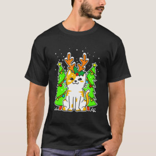 Weihnachtskatze Rentiere Stirnband Für Männer Frau T-Shirt