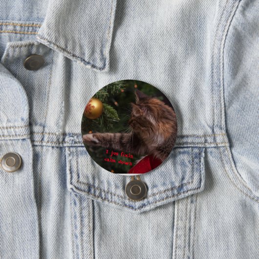 Weihnachtskatze repariert Tannenbaum Pin Rückseite Button (Beispiel)