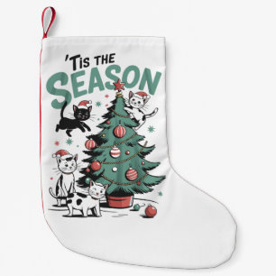 Weihnachtskatze Retro Die Jahreszeit Meowy Catmas  Kleiner Weihnachtsstrumpf
