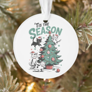 Weihnachtskatze Retro Die Jahreszeit Meowy Catmas Ornament